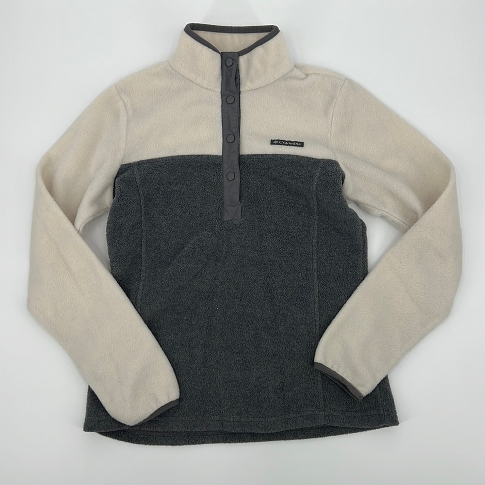 Columbia 3/4 Snap Fleece Cream/ Gray Women's sz. XS